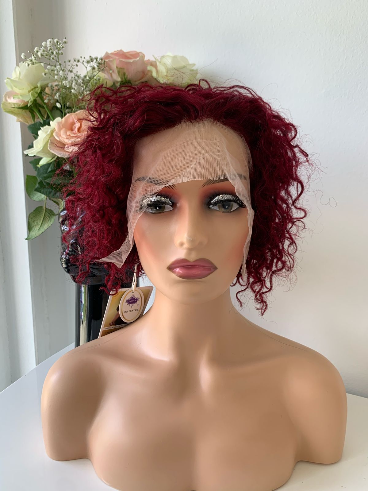 8 Inch Maroon Pixie Curls