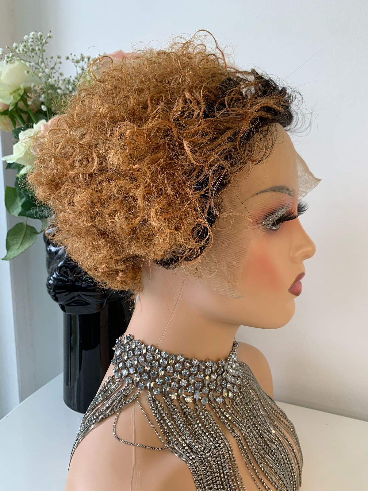 8 Inch Blonde/Brown Ombré Pixie