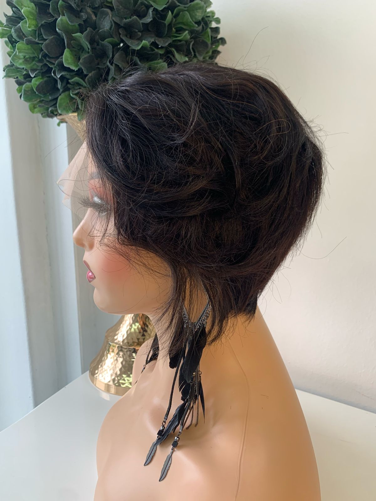 8 Inch Black Straight T-part Pixie