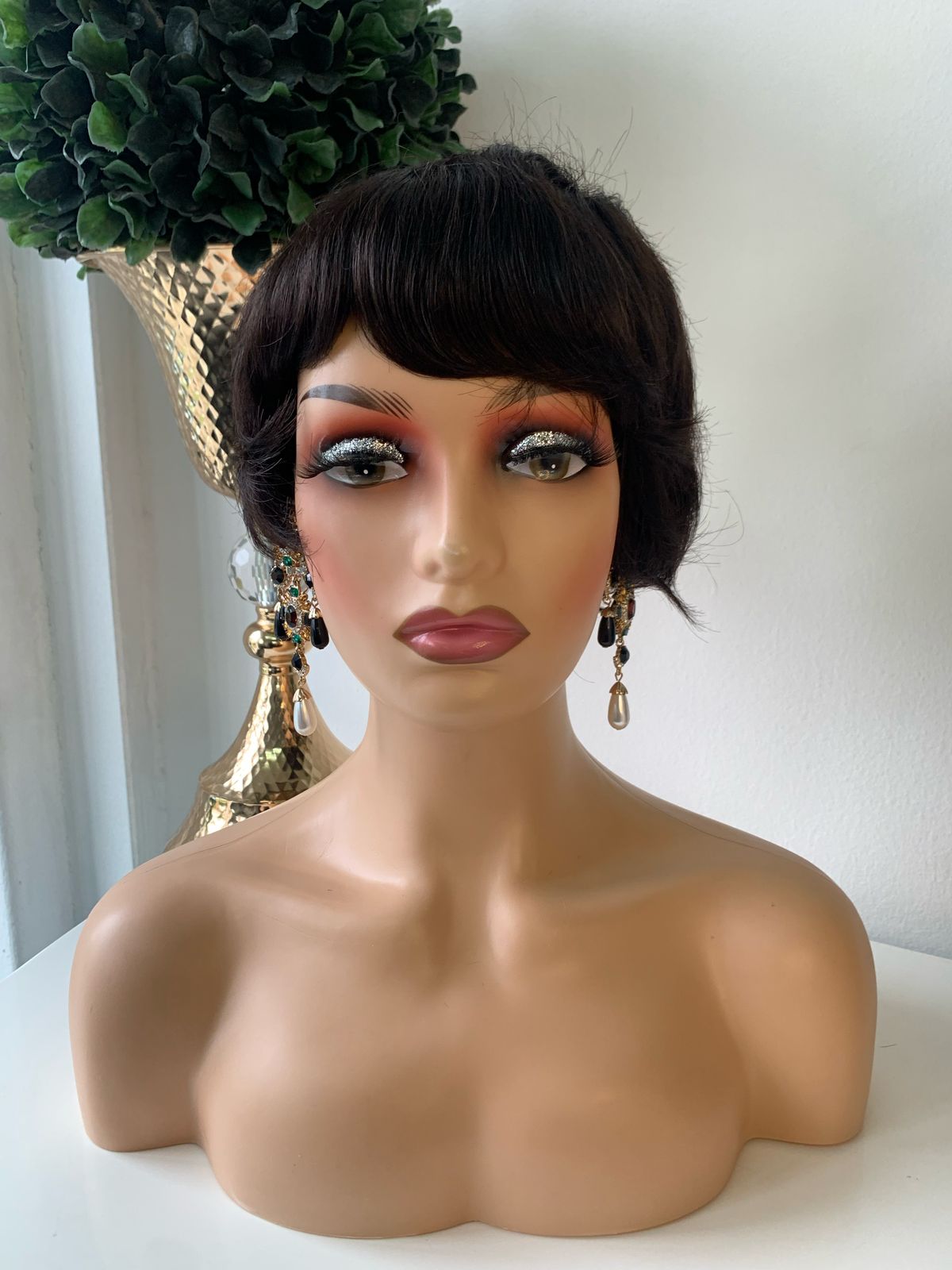 8 Inch Black Razor Cut Pixie