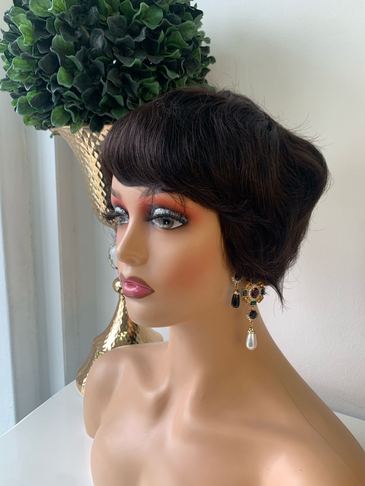 8 Inch Black Razor Cut Pixie