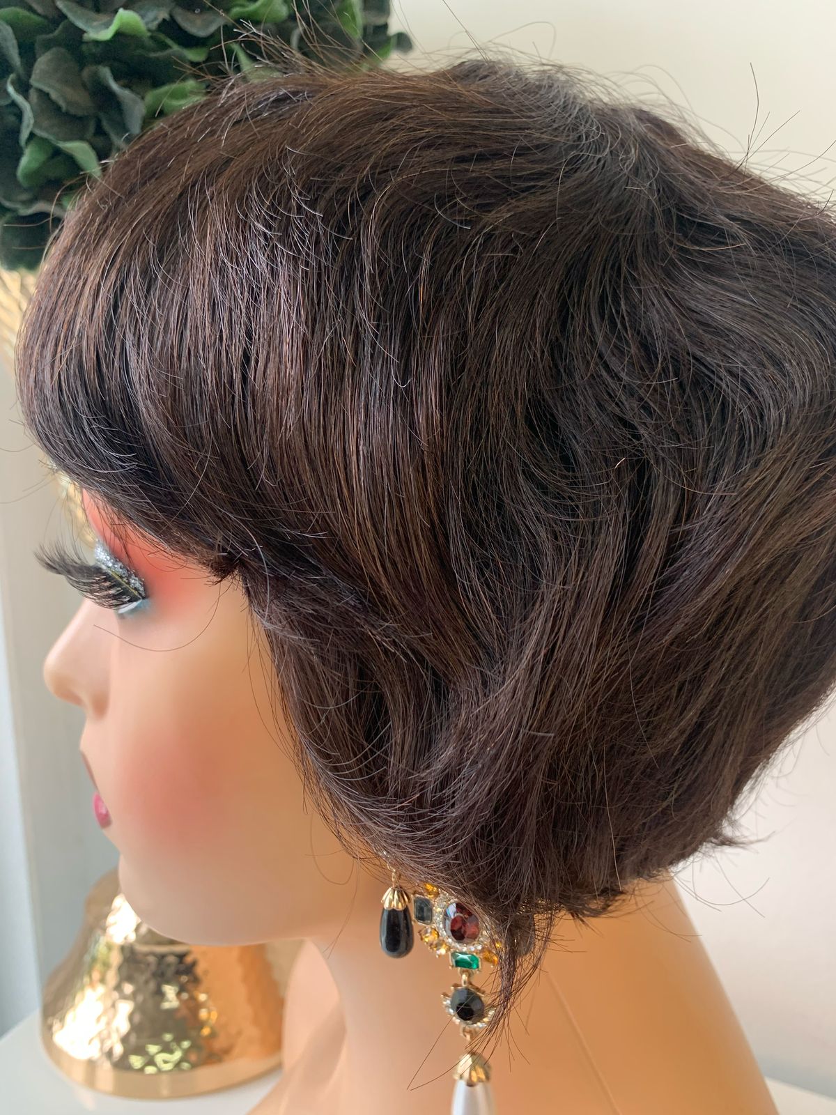 8 Inch Black Razor Cut Pixie