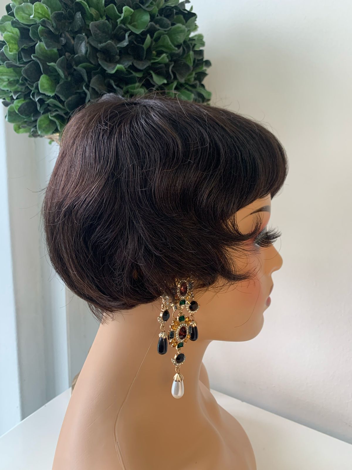 8 Inch Black Razor Cut Pixie