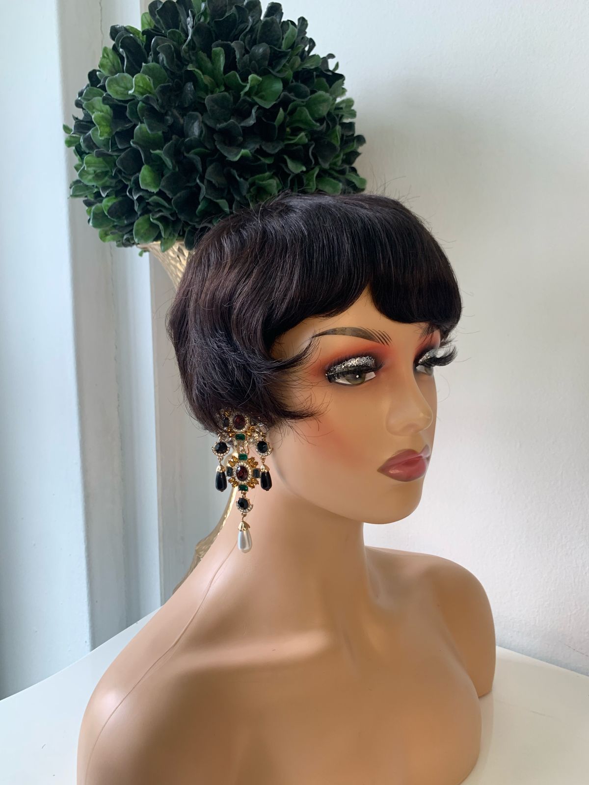 8 Inch Black Razor Cut Pixie
