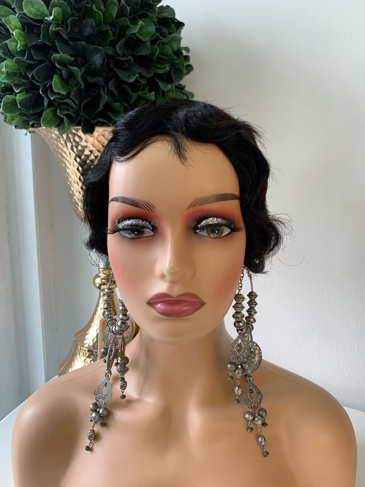 8 Inch Black Finger Wave Pixie Cut