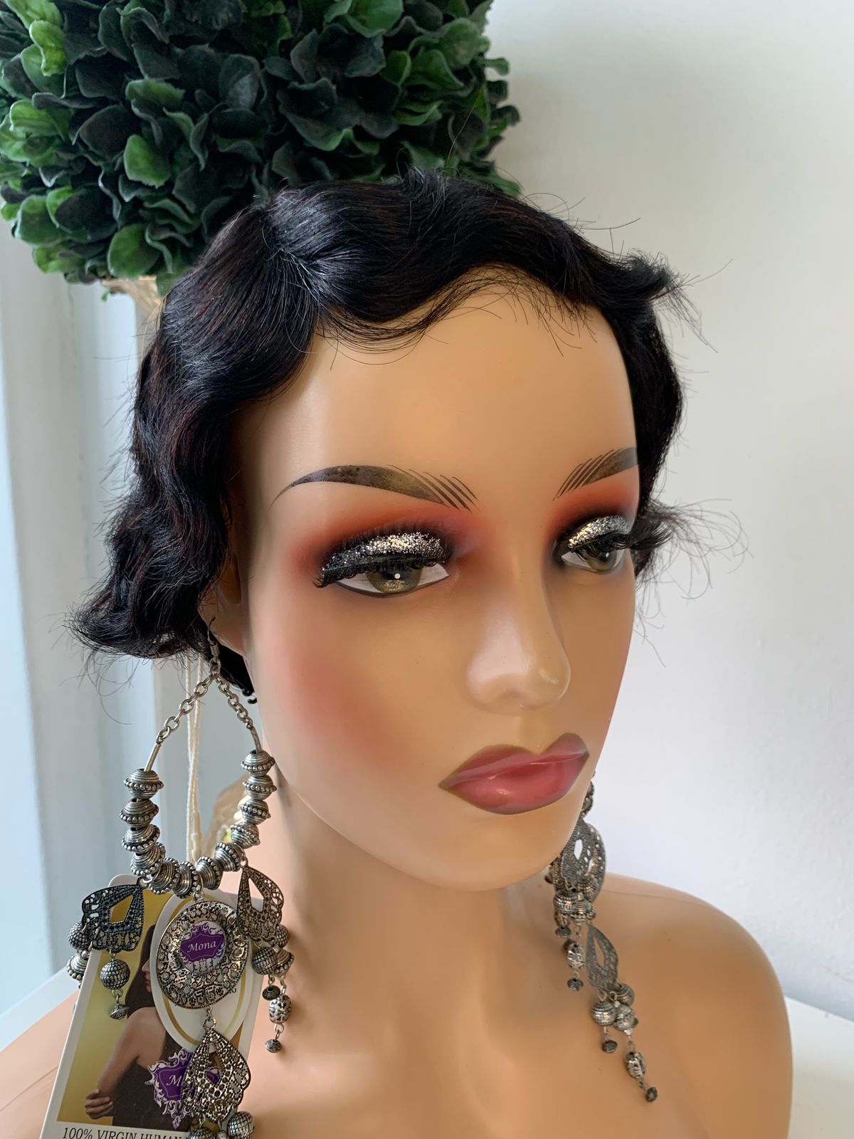 8 Inch Black Finger Wave Pixie Cut