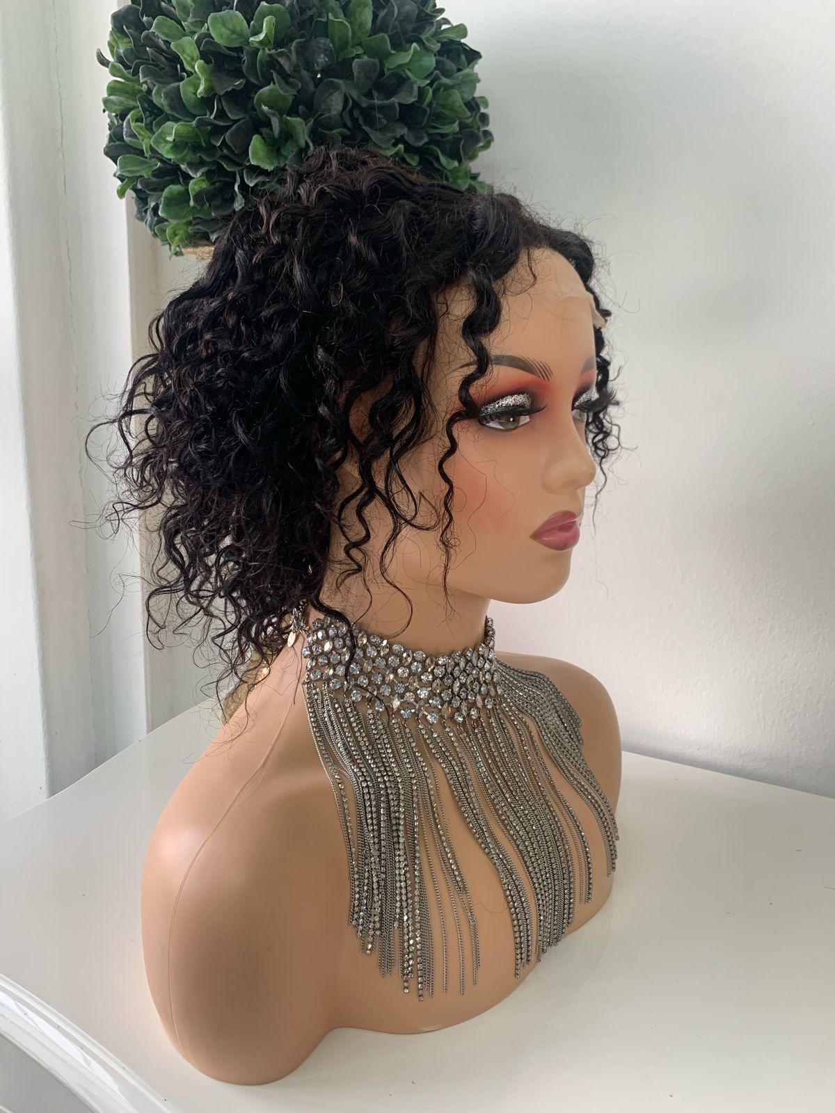 10" Black Water Wave Curl Wig