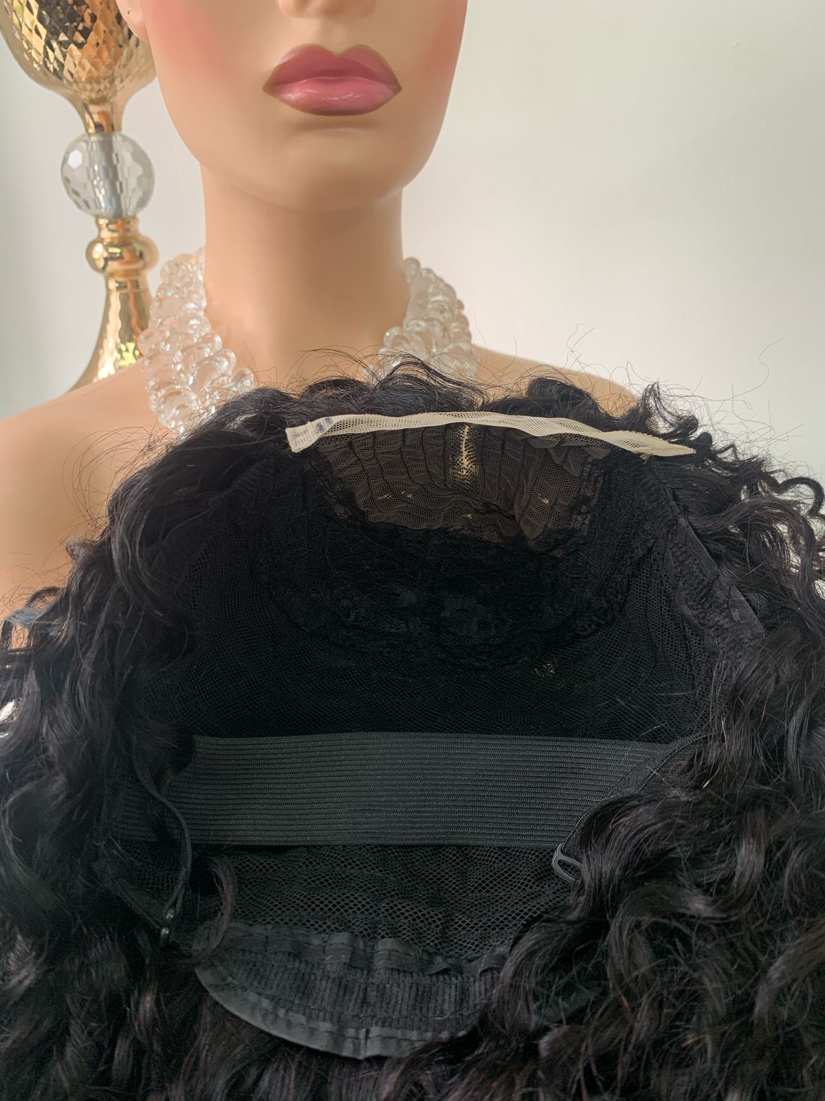 16" Black Water Wave Curl Wig