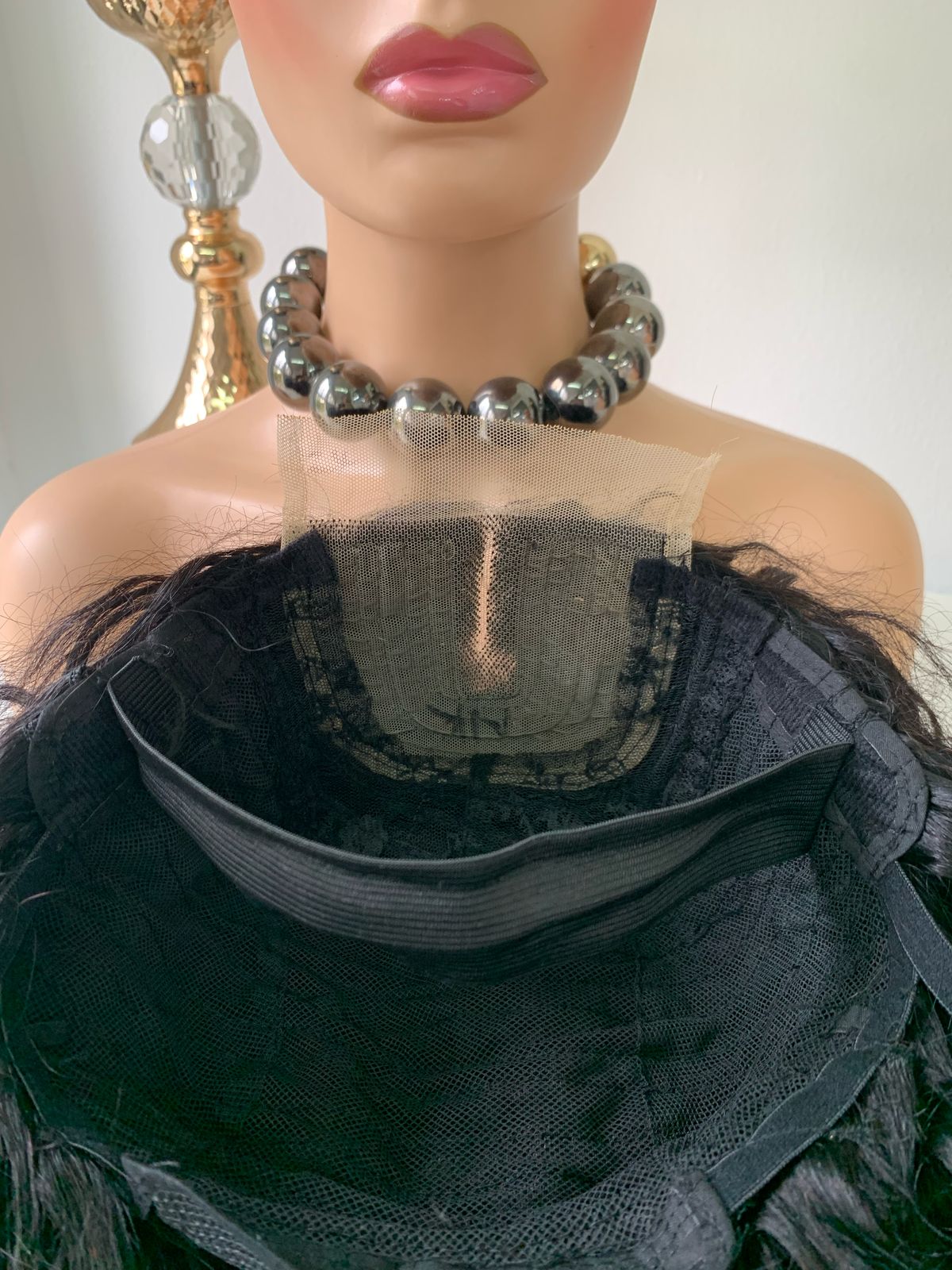 24" Black Water Wave Curl Wig