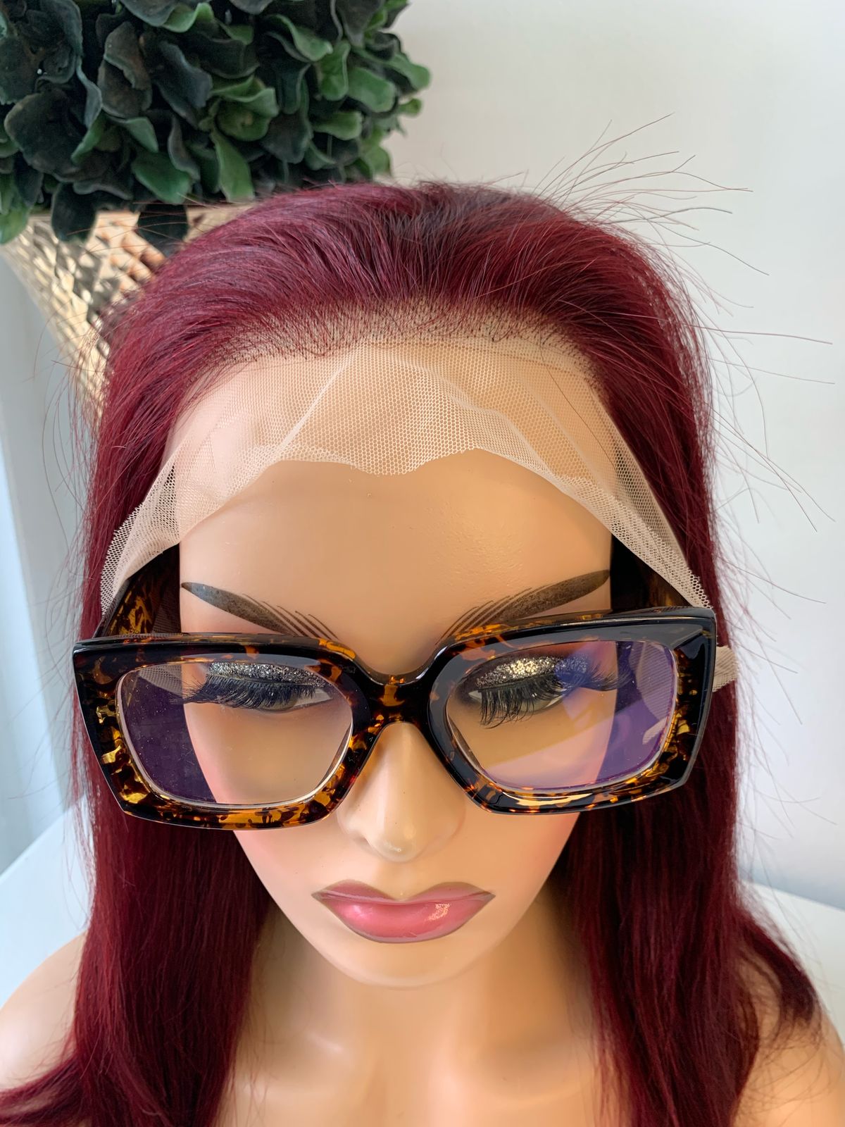 16" Red Straight Wig 99J