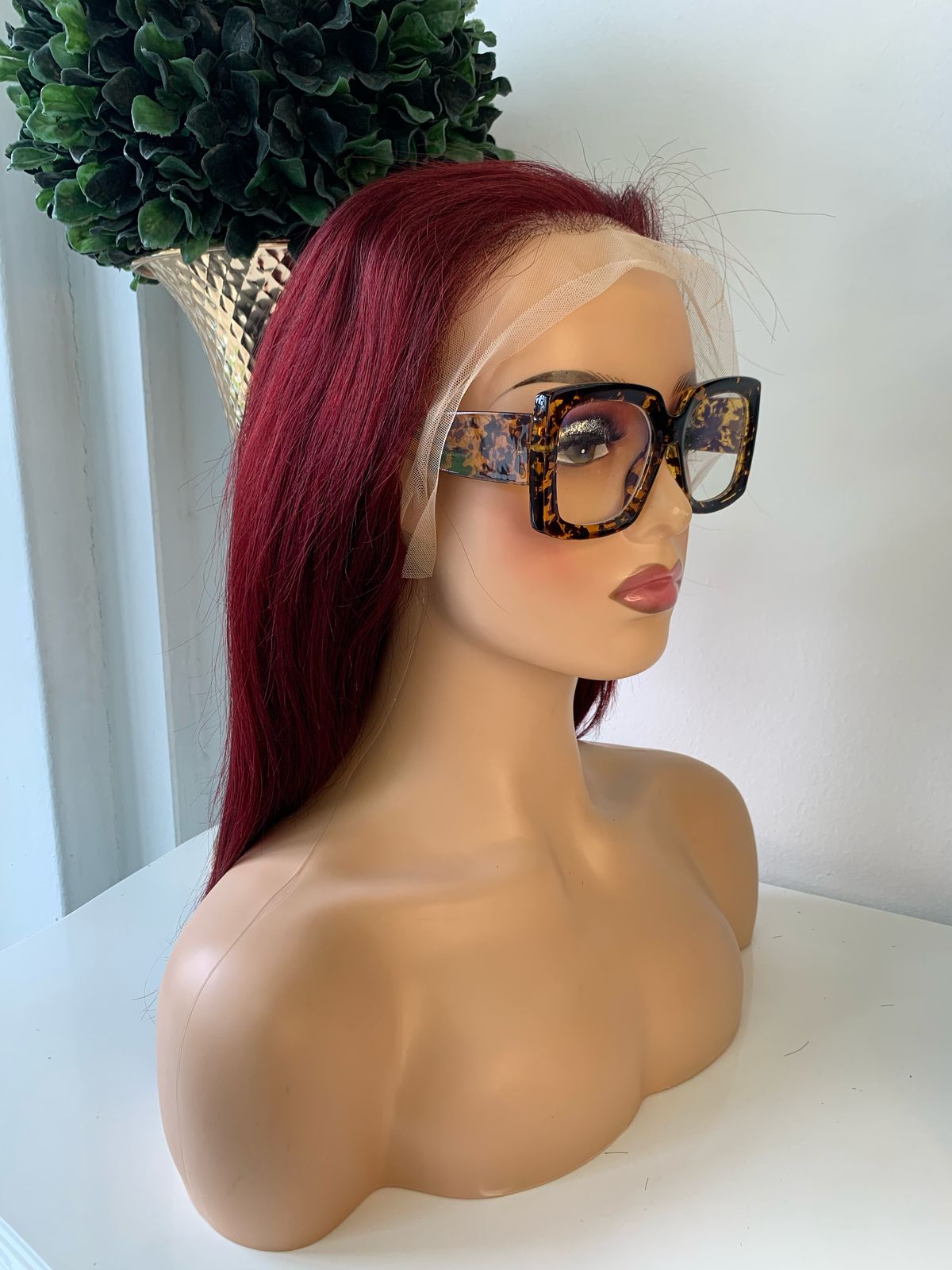 16" Red Straight Wig 99J