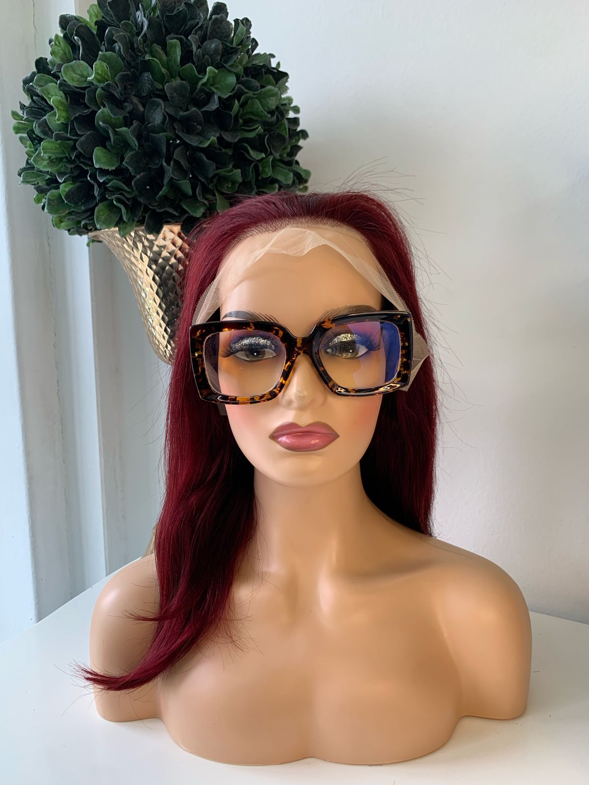 16" Red Straight Wig 99J