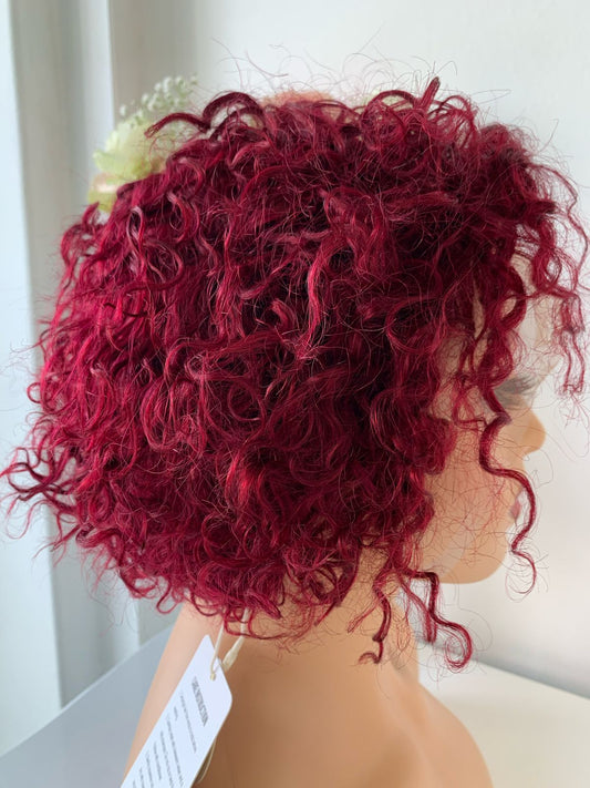 8 Inch Maroon Pixie Curls