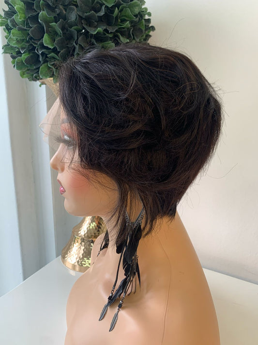 8 Inch Black Straight T-part Pixie