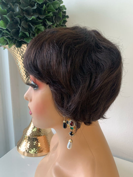 8 Inch Black Razor Cut Pixie
