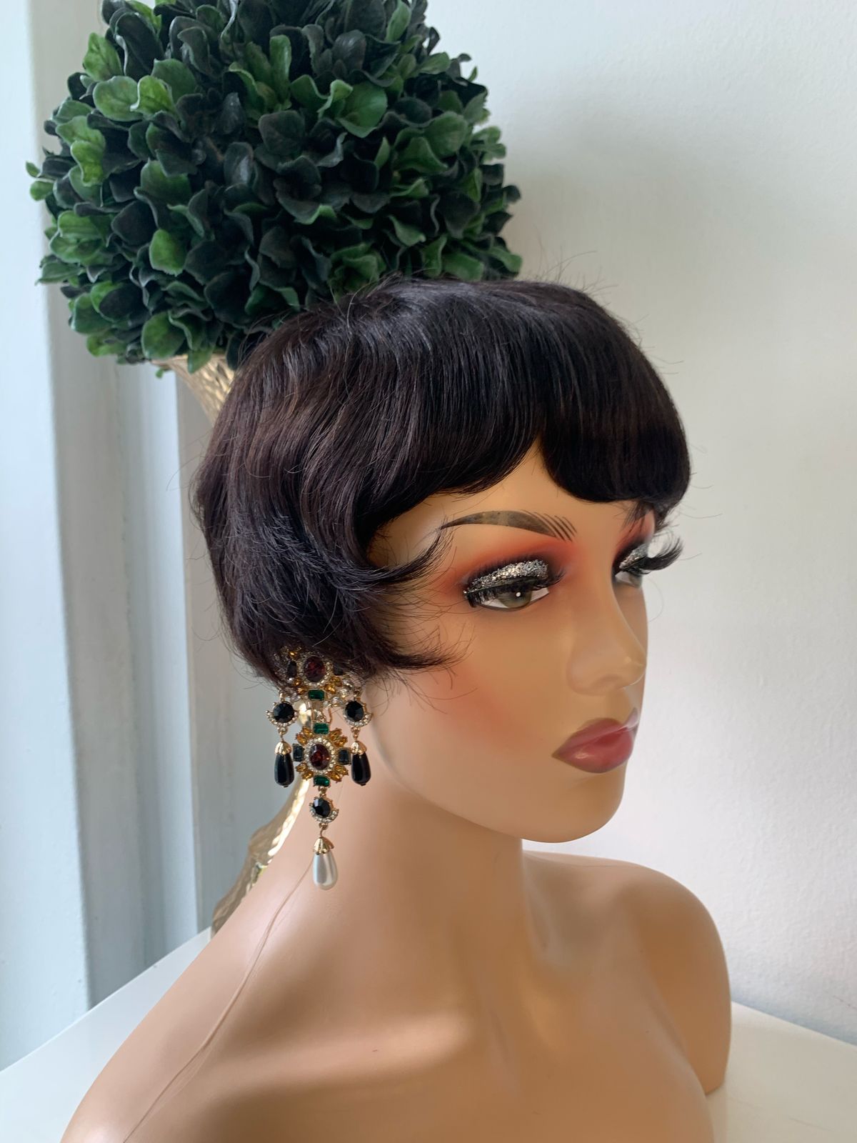 8 Inch Black Razor Cut Pixie