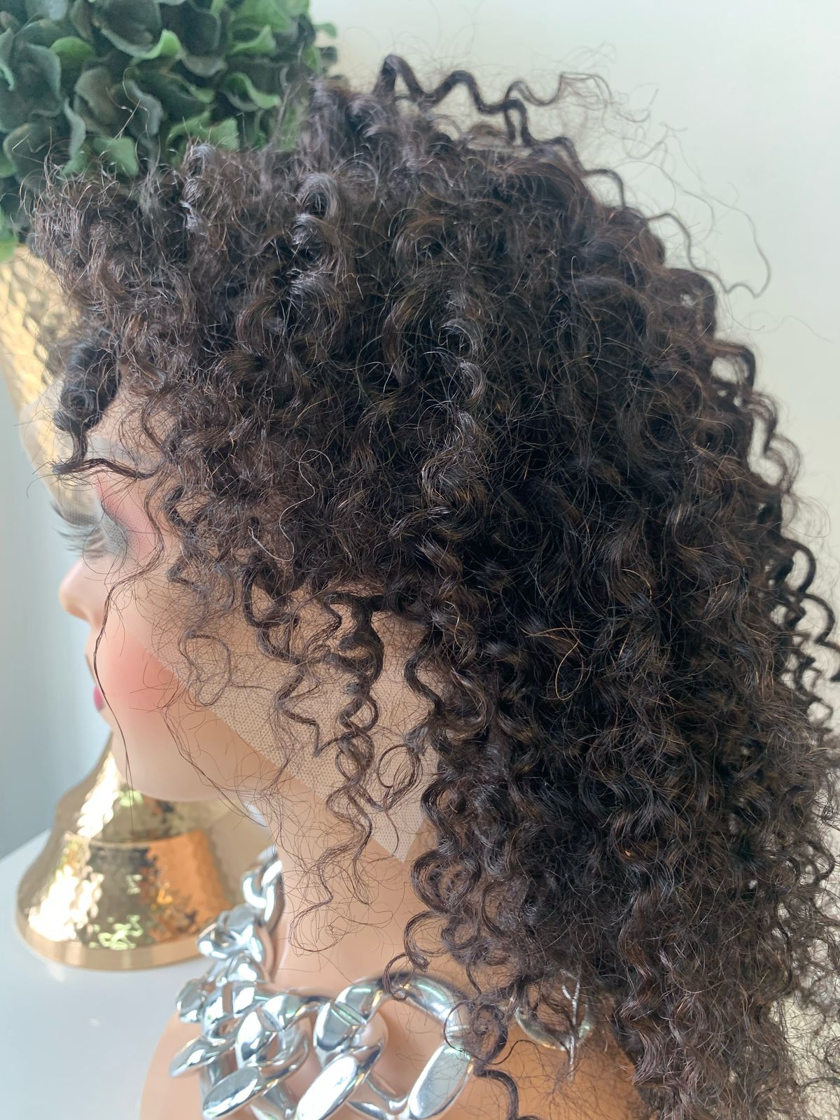 16" Black Jerry Curl Wig