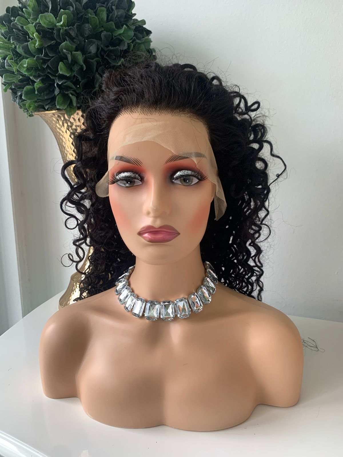 10" Black Water Wave Curly Wig