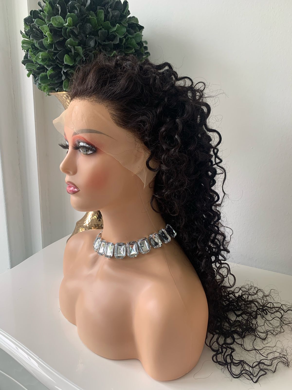 10" Black Water Wave Curly Wig