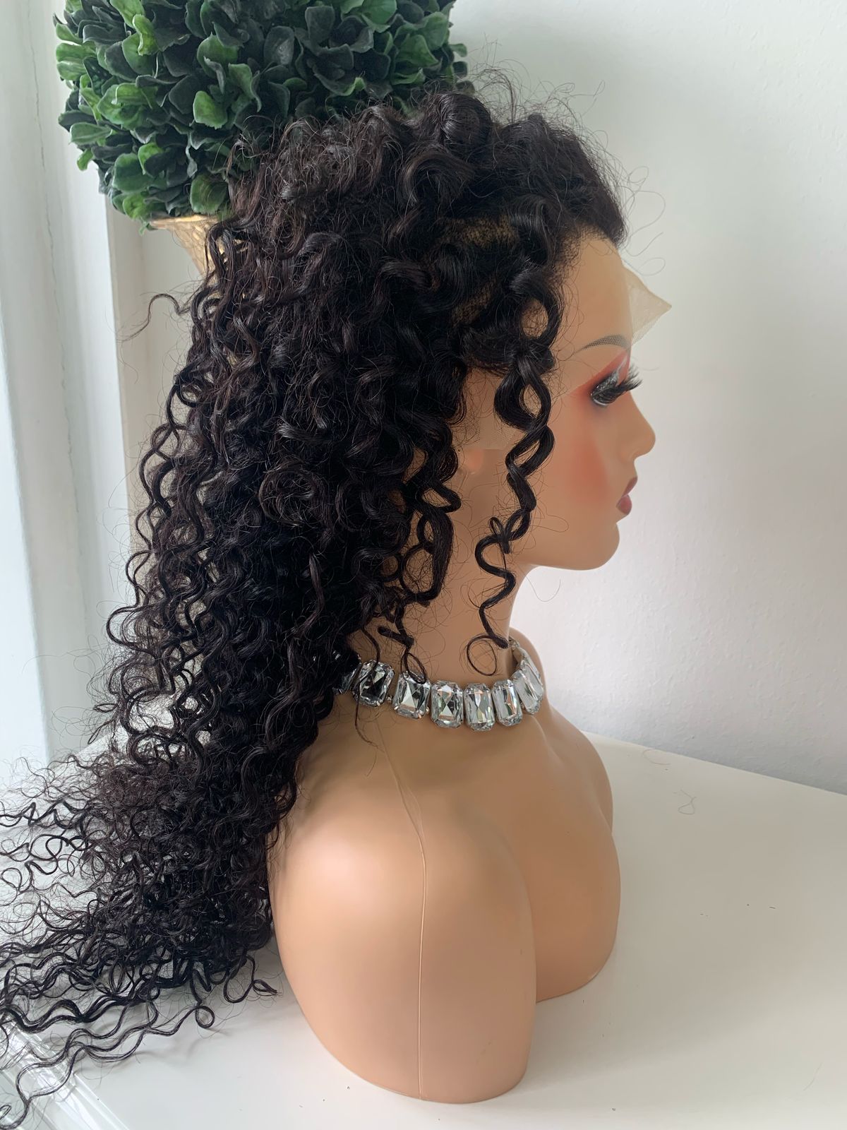 10" Black Water Wave Curly Wig