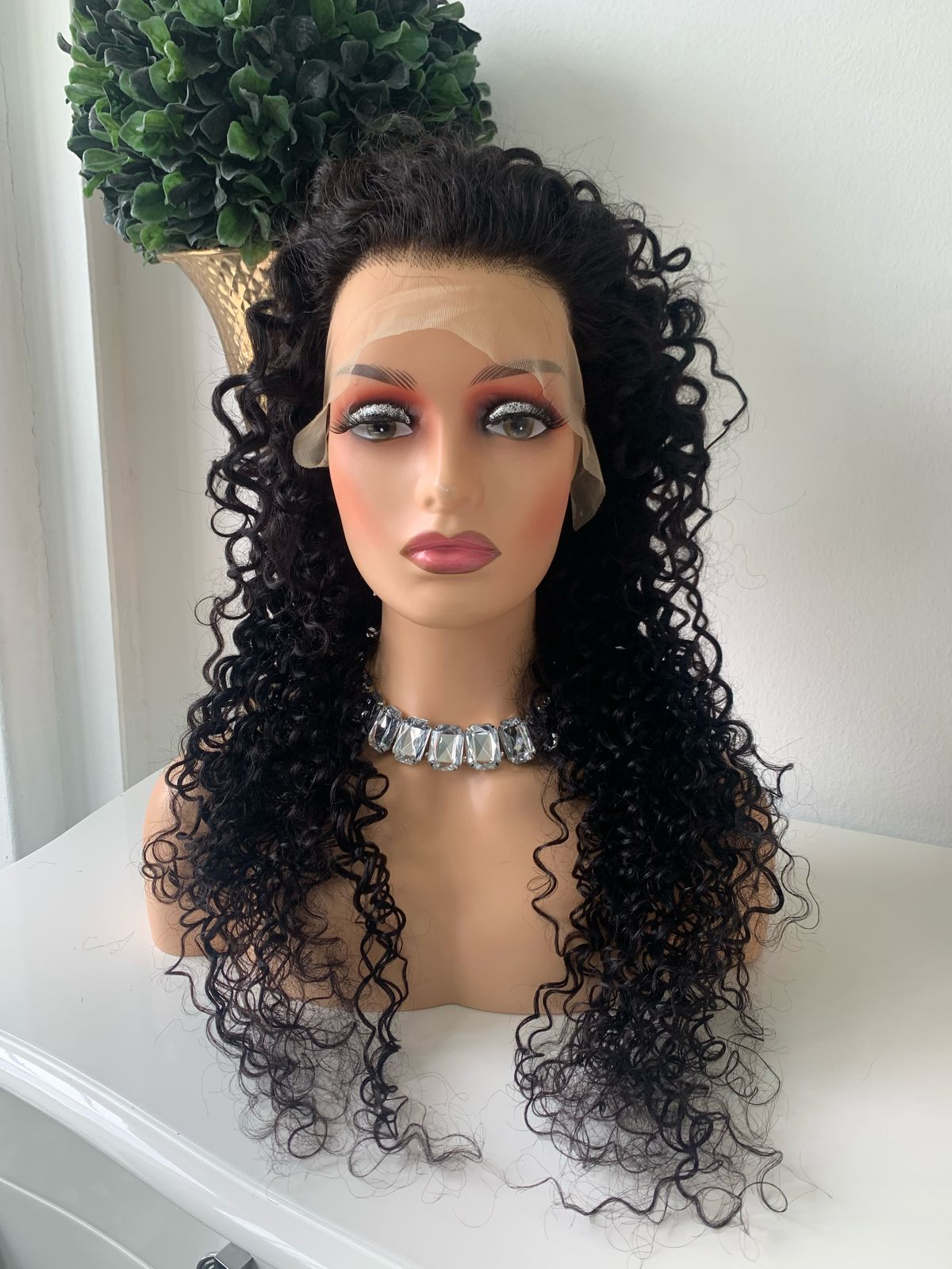 10" Black Water Wave Curly Wig