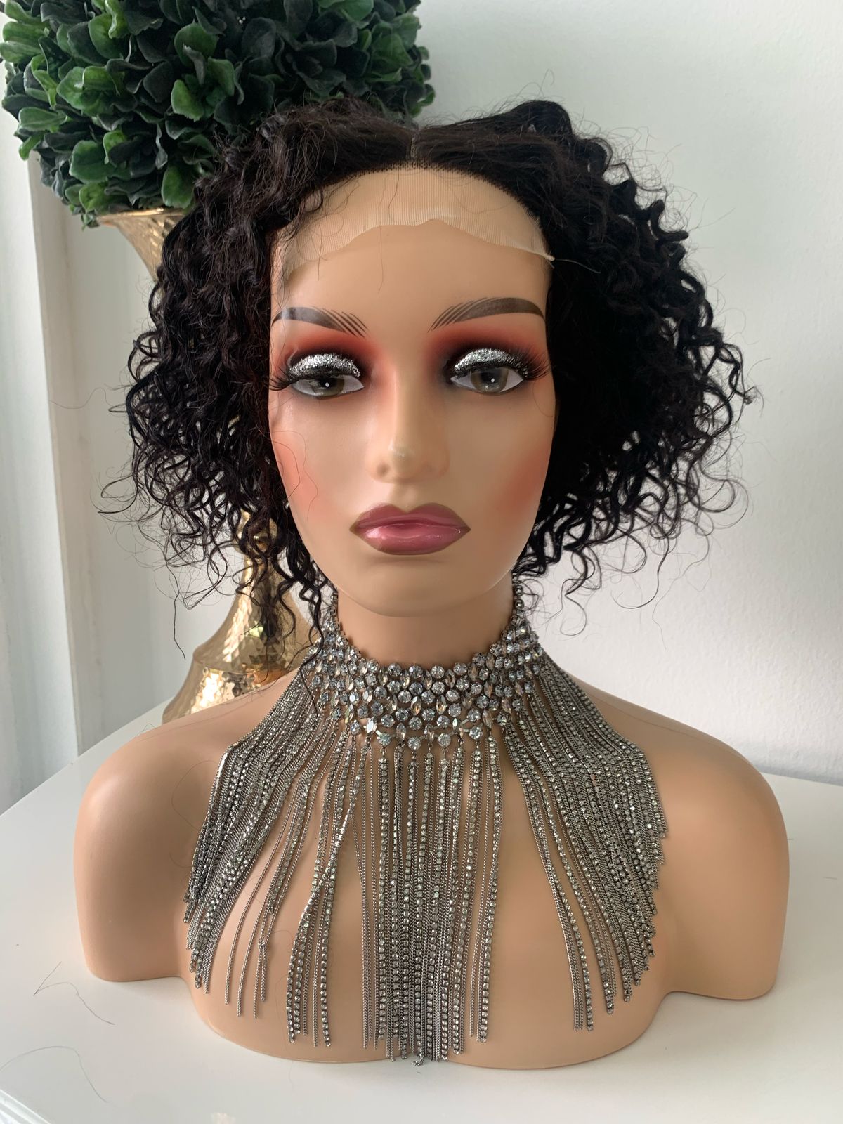 10" Black Water Wave Curl Wig