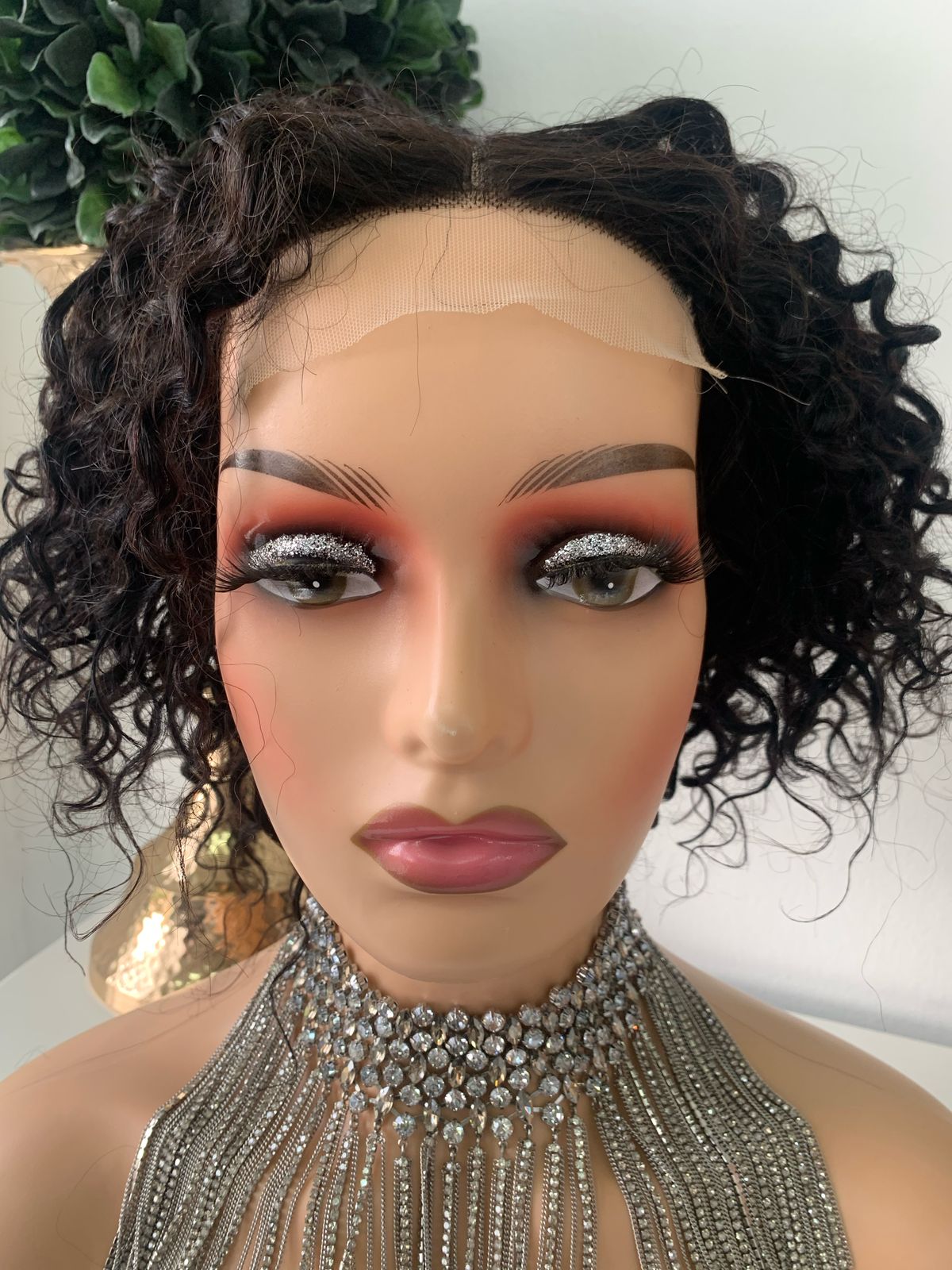 10" Black Water Wave Curl Wig