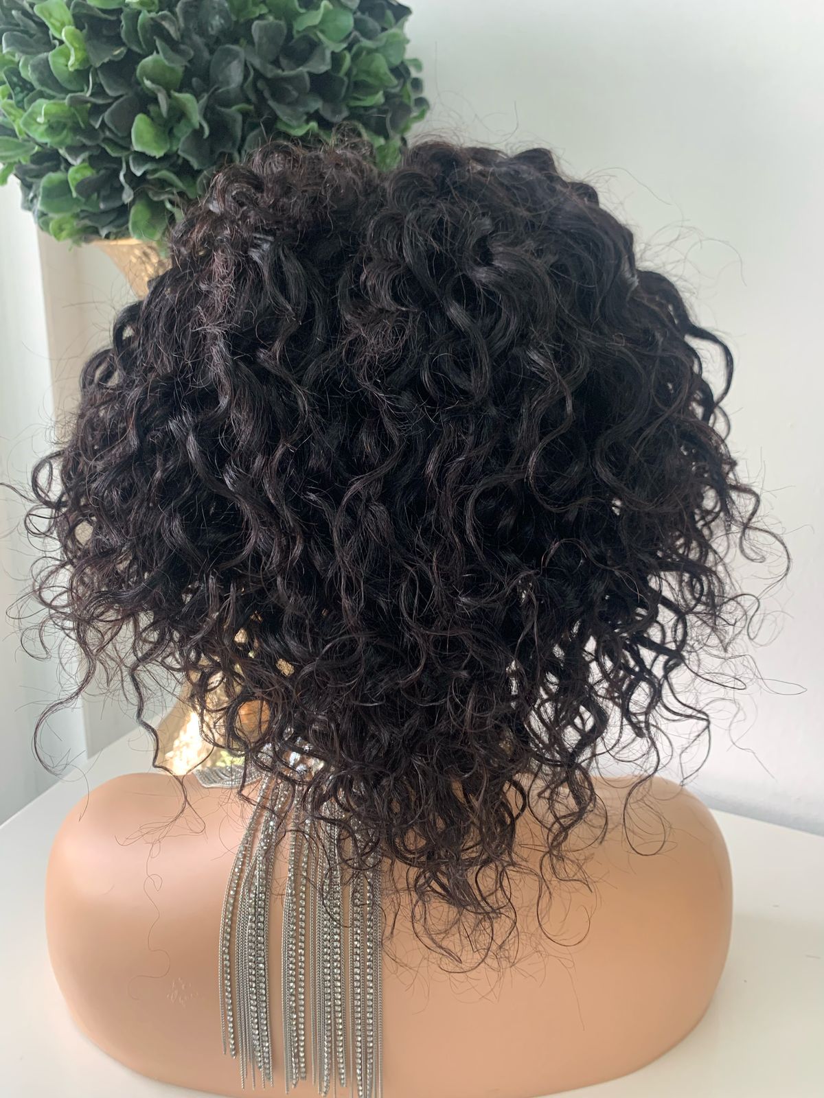 10" Black Water Wave Curl Wig