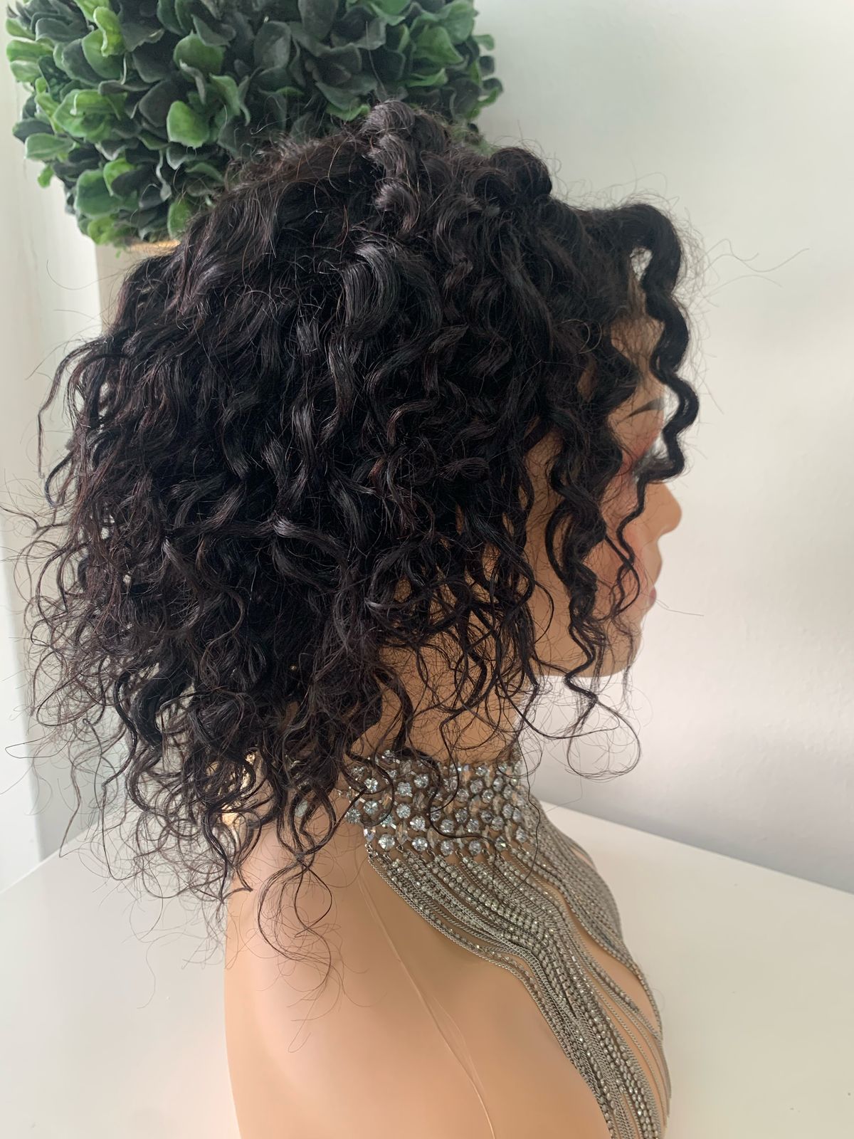 10" Black Water Wave Curl Wig