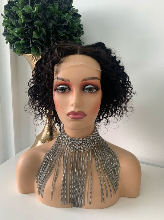 10" Black Water Wave Curl Wig