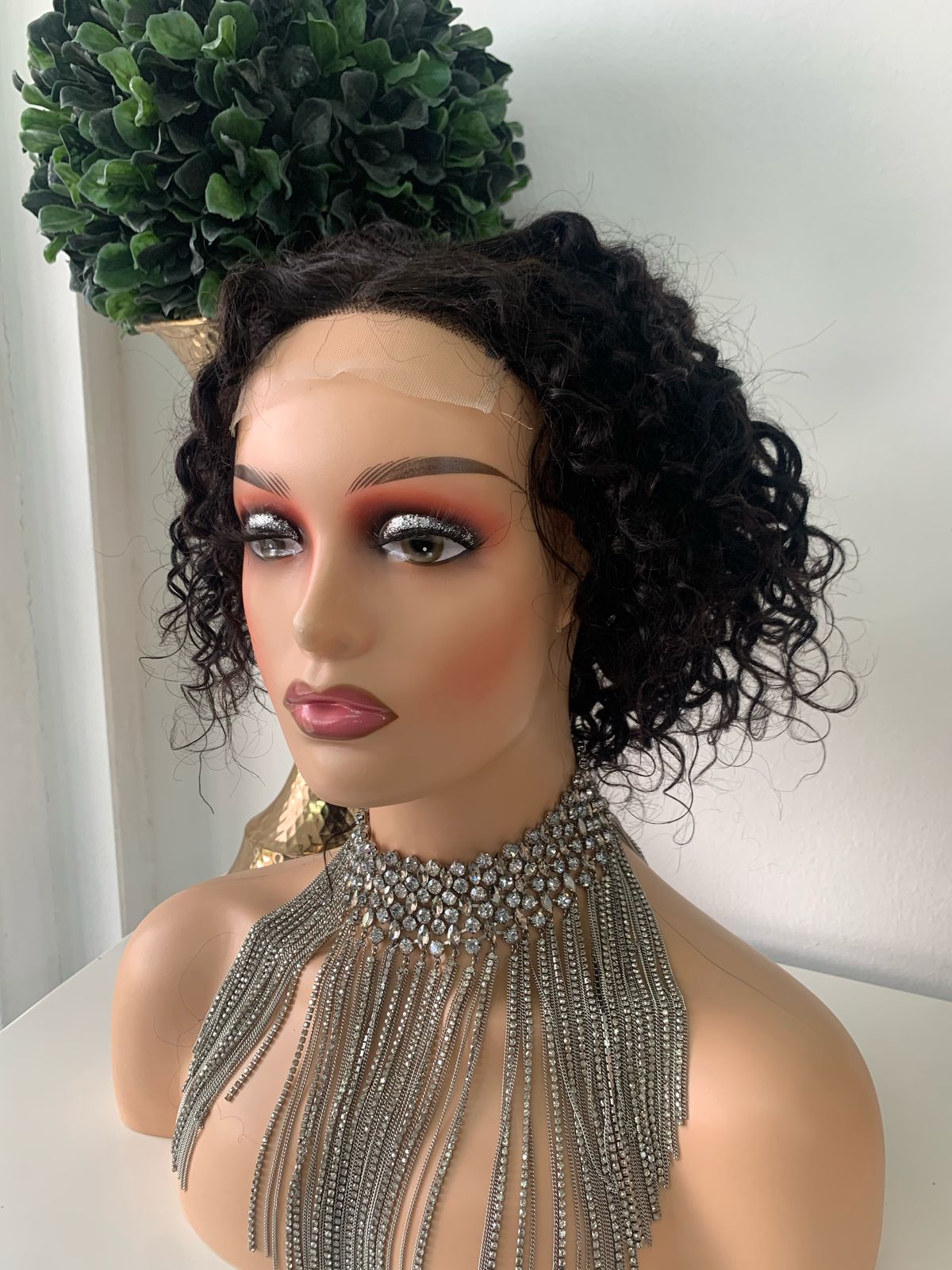 10" Black Water Wave Curl Wig