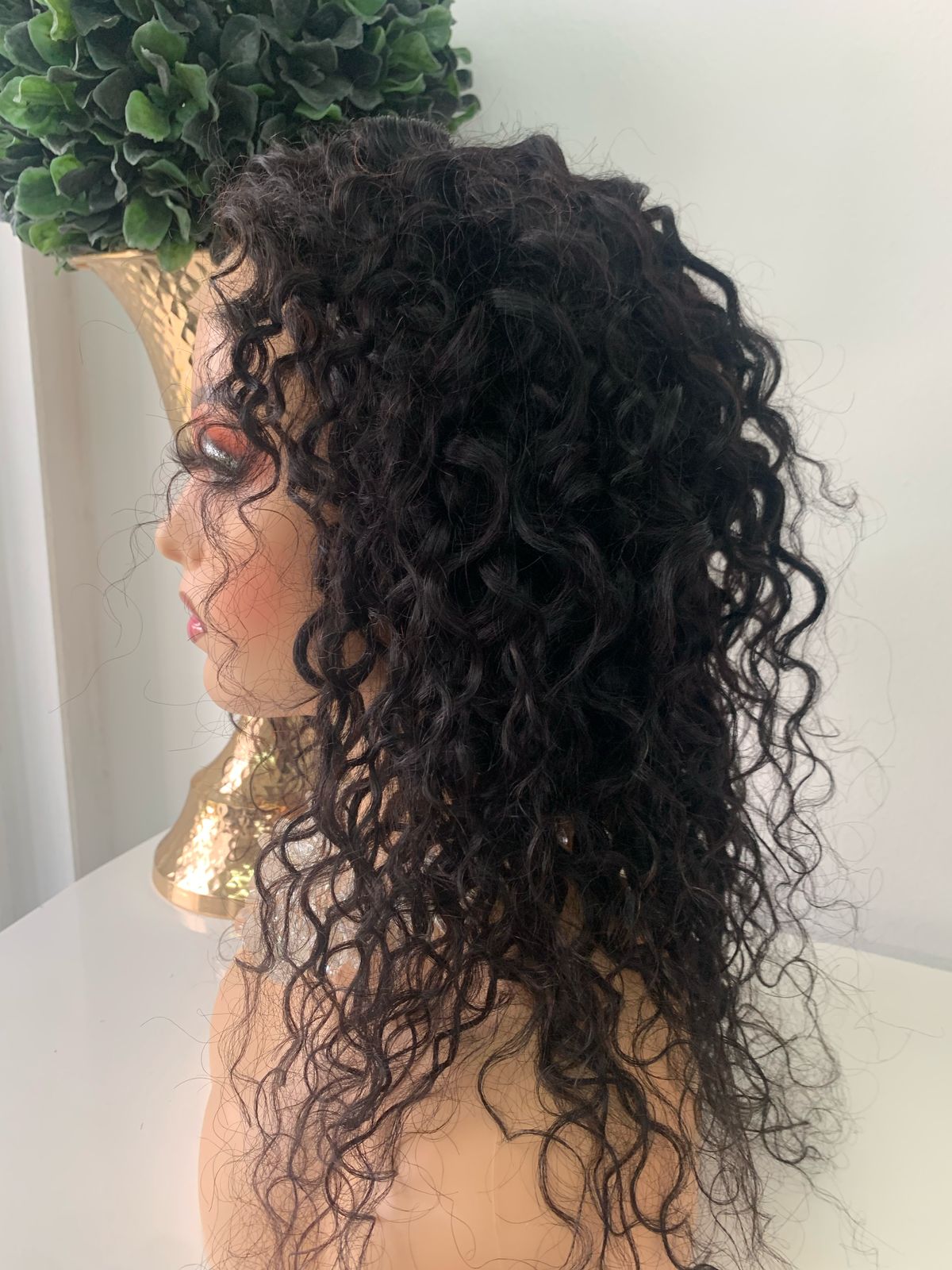 16" Black Water Wave Curl Wig