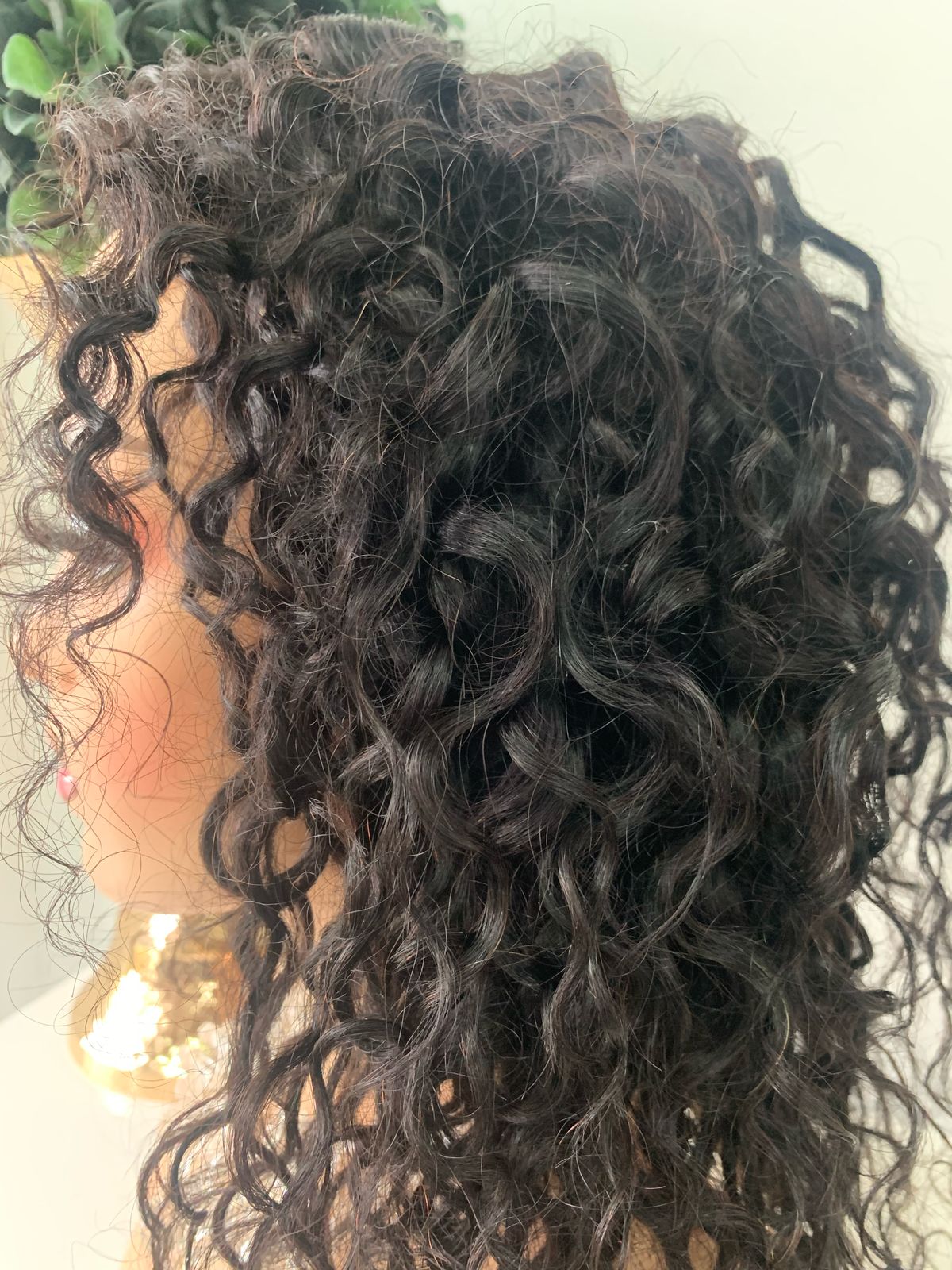 16" Black Water Wave Curl Wig