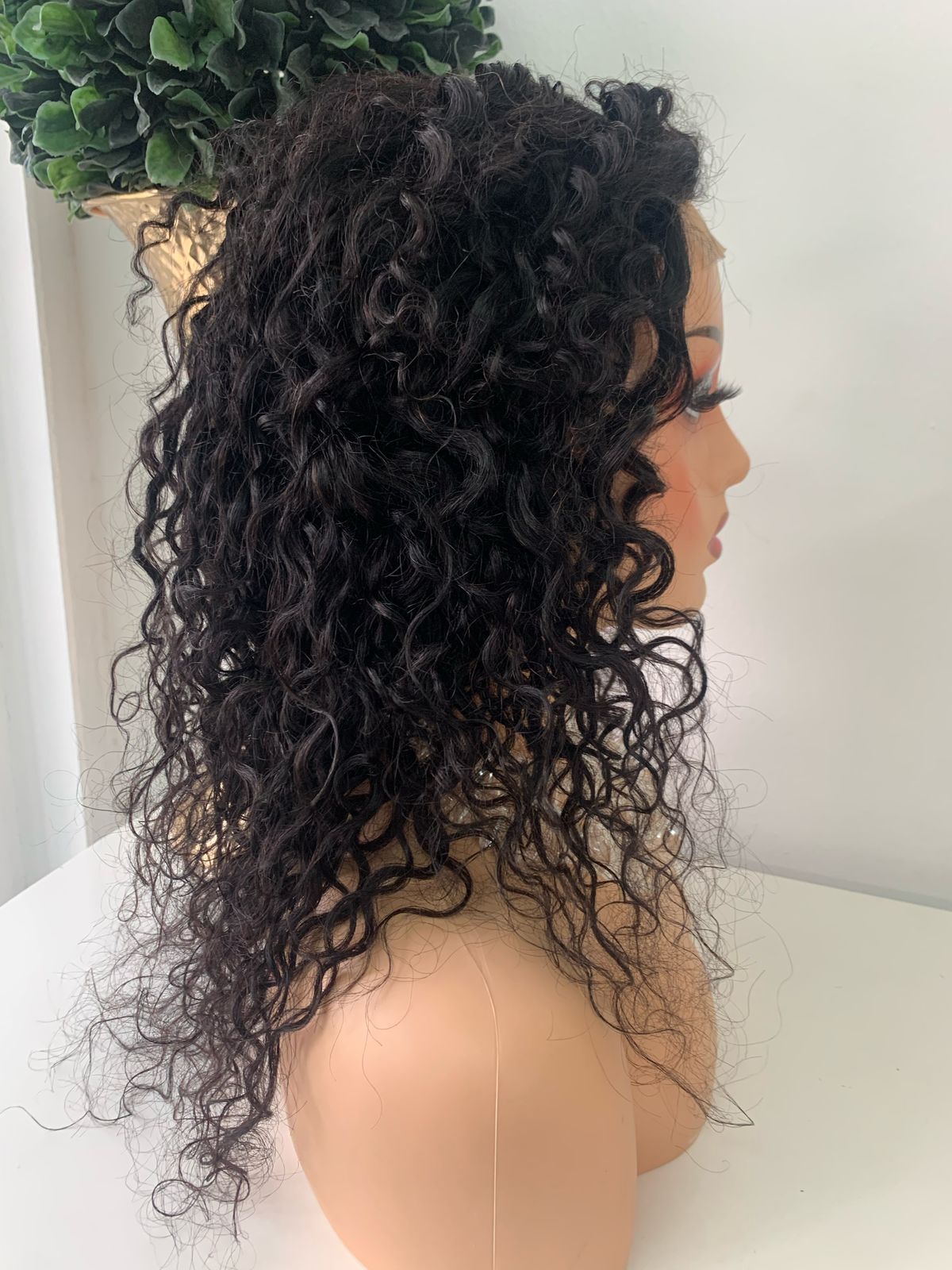16" Black Water Wave Curl Wig