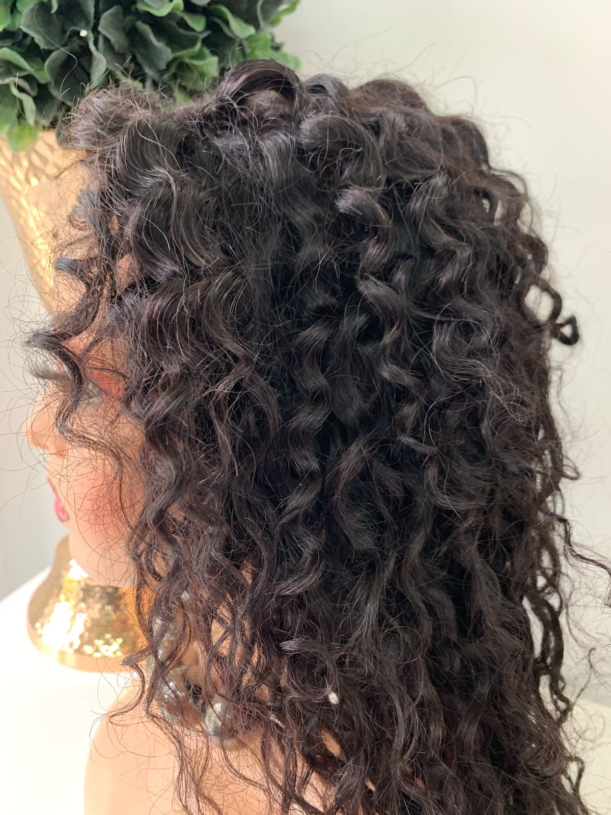 24" Black Water Wave Curl Wig