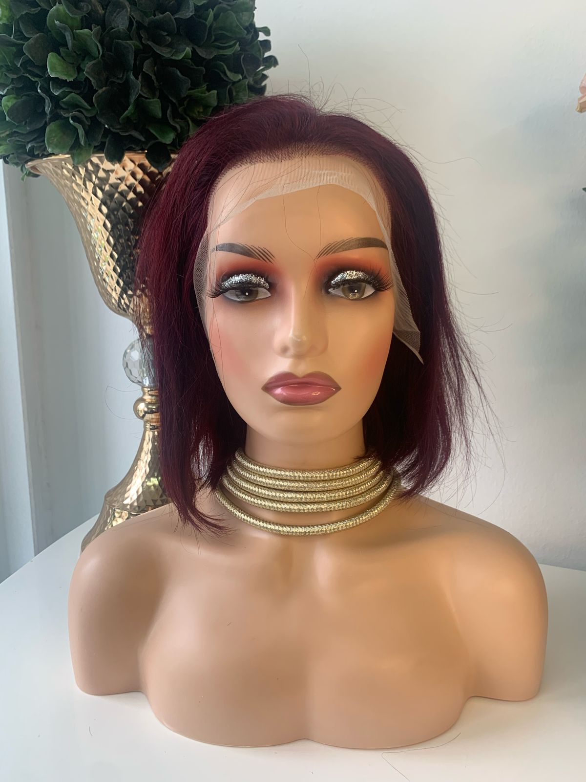 10" Red Straight Wig 99J