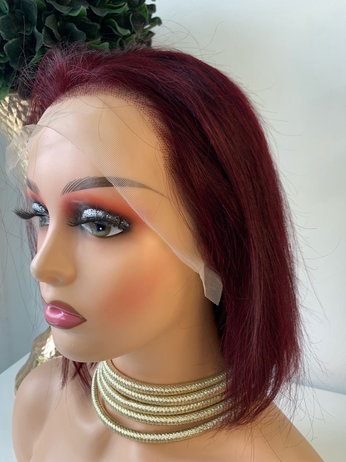 10" Red Straight Wig 99J