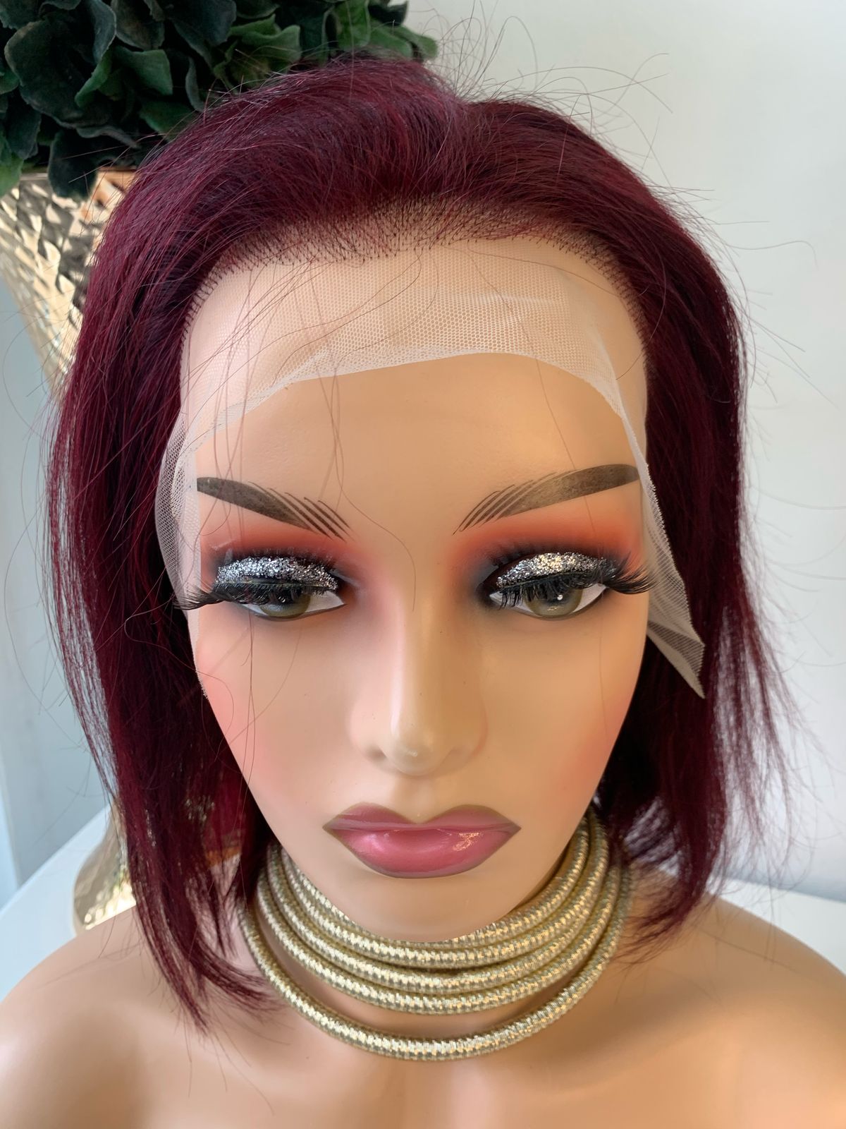 10" Red Straight Wig 99J