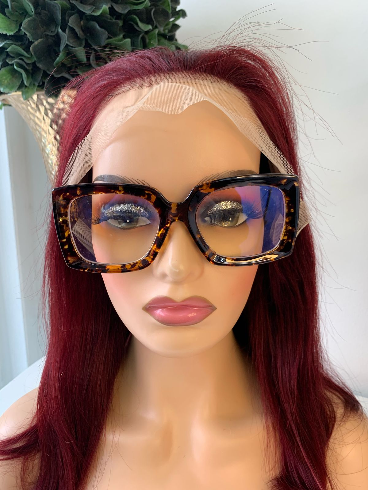 16" Red Straight Wig 99J