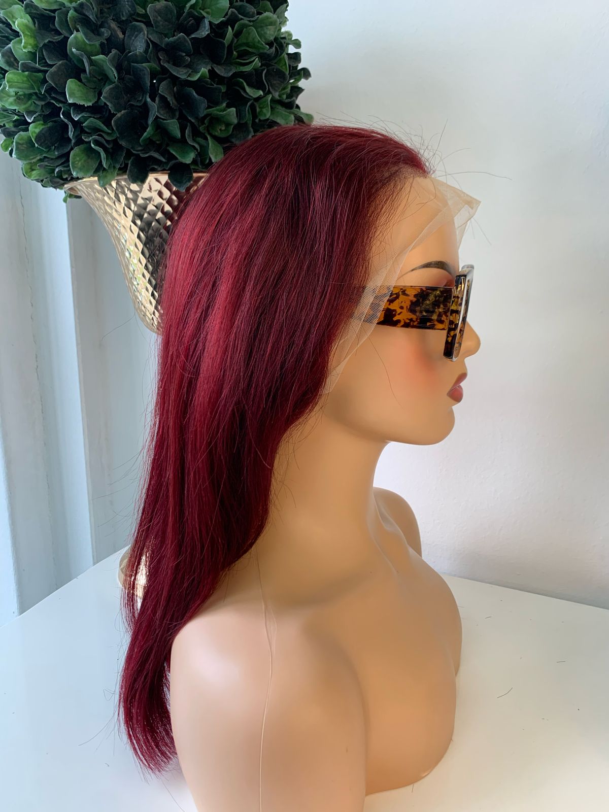 16" Red Straight Wig 99J