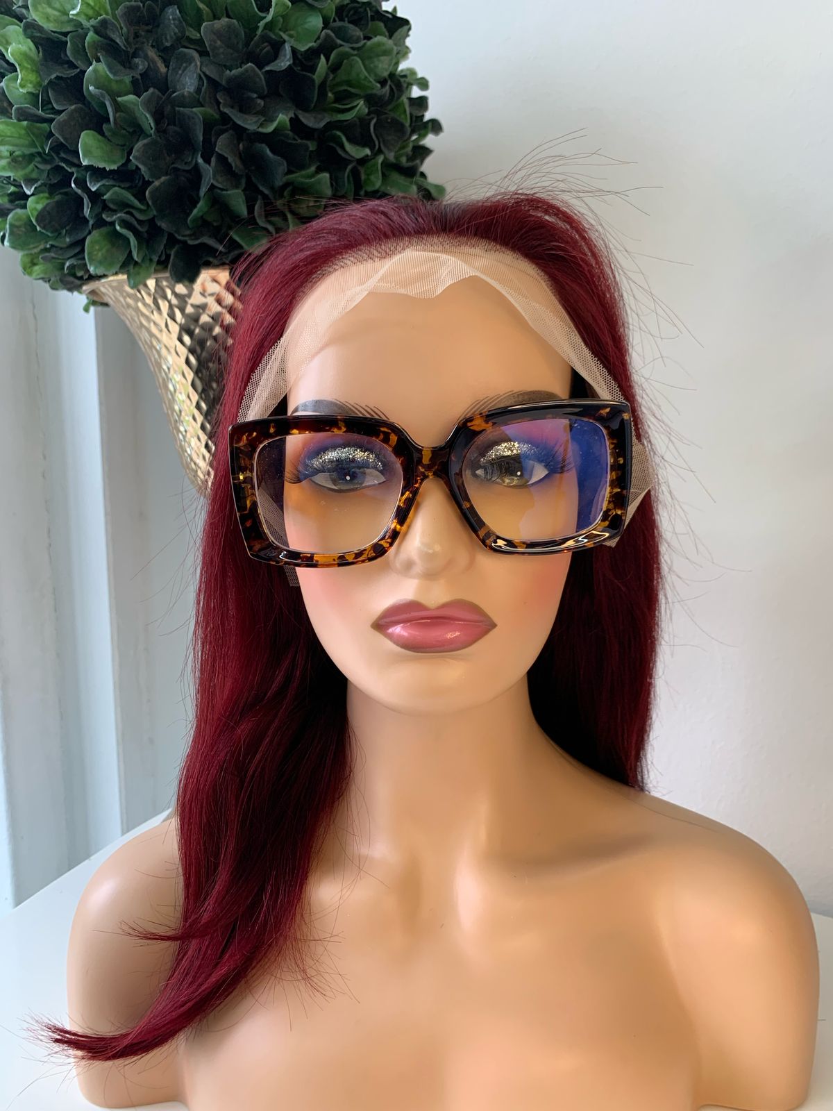 16" Red Straight Wig 99J